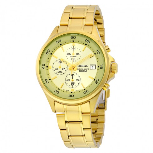Seiko Gold Tone Dial Men's Chronograph Watch SKS482 watches