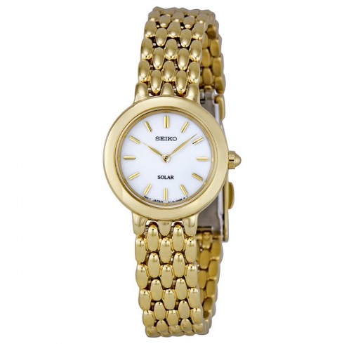 Seiko Gold-tone Dress White Dial Solar Quartz Ladies Watch SUP022 watches