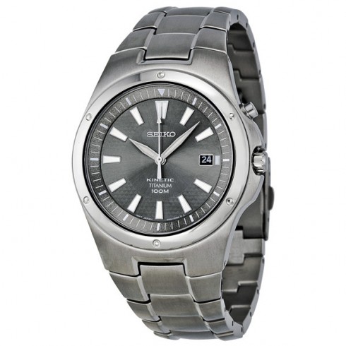 Seiko Grey Dial Kinetic Titanium Men's Watch SKA417 watches