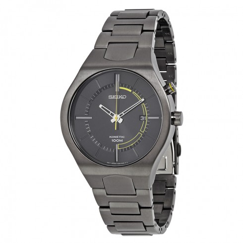 Seiko Kinetic Black Dial Black Ion-plated Men's Watch SKA649 watches
