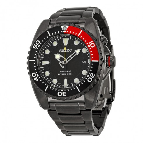 Seiko Kinetic Black Dial Black PVD Stainless Steel Men's Watch SKA577 watches