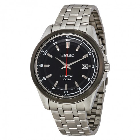 Seiko Kinetic Black Dial Stainless Steel Men's Watch SKA635 watches