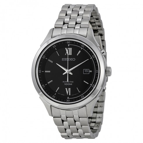 Seiko Kinetic Black Dial Stainless Steel Men's Watch SKA657P1 watches
