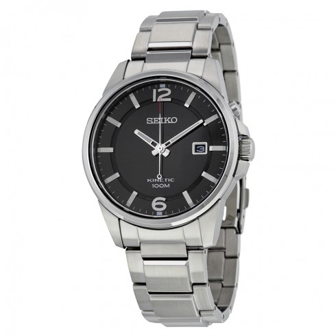 Seiko Kinetic Black Dial Stainless Steel Men's Watch SKA665 watches