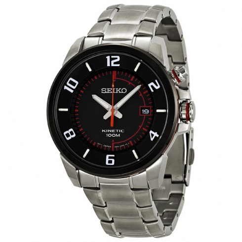 Replica Seiko Kinetic Black Dial Stainless Steel Men's Watch SKA553 Watch