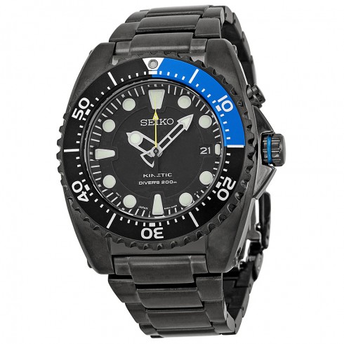 Seiko Kinetic Black Dial Stainless Steel Men's Watch SKA579 watches
