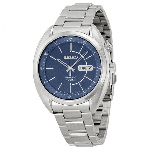 Seiko Kinetic Blue Dial Stainless Steel Kens Watch Smy121 watches