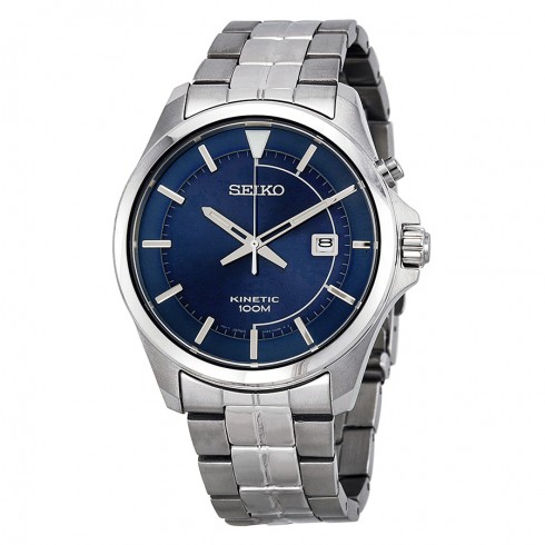 Seiko Kinetic Blue Dial Stainless Steel Men's Watch SKA581 watches