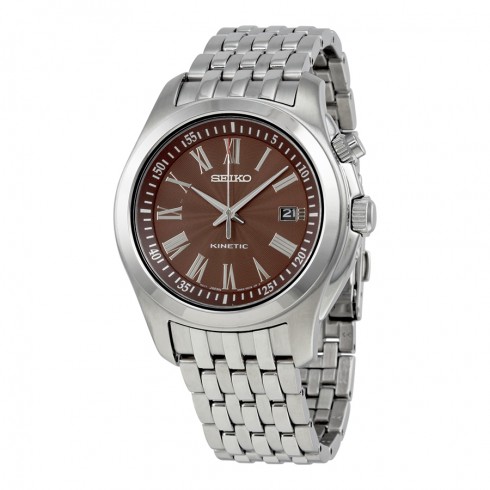 Seiko Kinetic Brown Dial Stainless Steel Men's Watch SKA491 watches