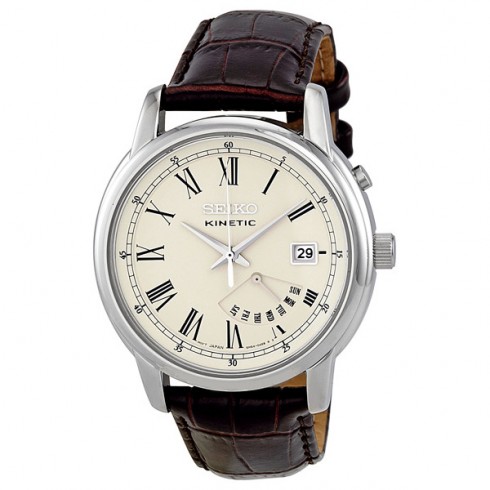 Seiko Kinetic Cream Dial Men's Watch SRN033 watches