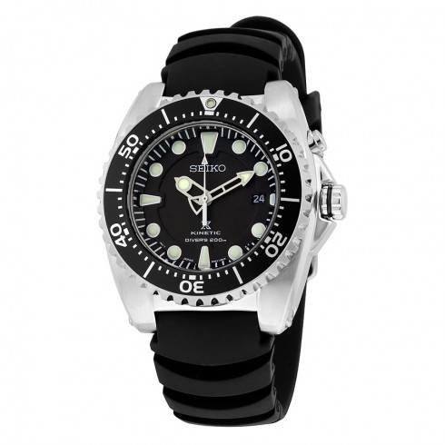 Seiko Kinetic Dive Black Dial Black Rubber Men's Sports Watch SKA371P2 watches