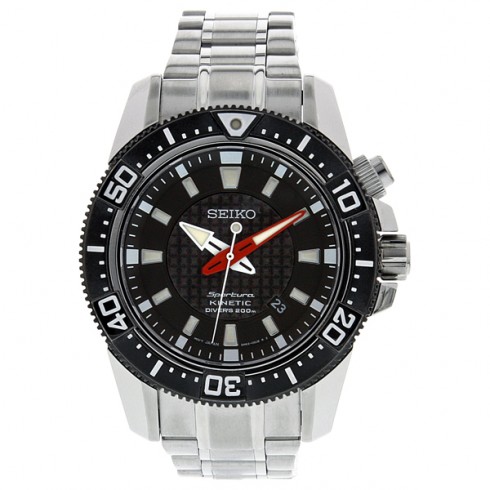Seiko Kinetic Dive Black Dial Stainless Steel Men's Watch SKA511 watches