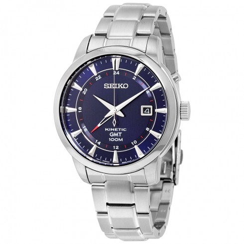 Seiko Kinetic GMT Blue Dial Stainless Steel Men's Watch SUN031 watches