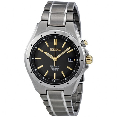 Seiko Kinetic Grey Dial Titanium Men's Watch SKA495 watches