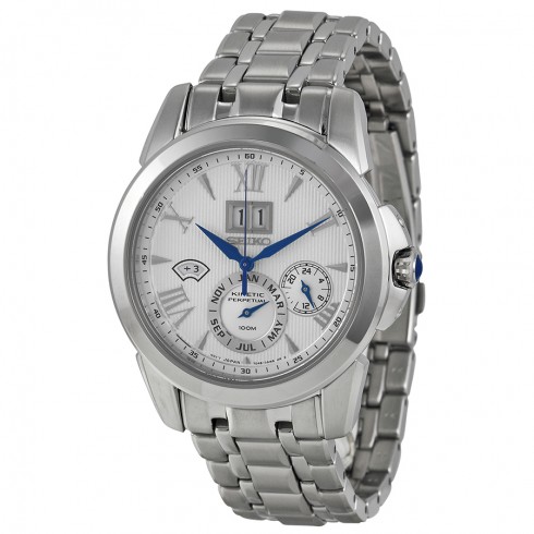 Seiko Kinetic Ivory Dial Stainless Steel Chronograph Men's Watch SNP065 watches