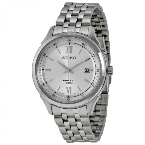 Seiko Kinetic Silver Dial Stainless Steel Men's Watch SKA653 watches