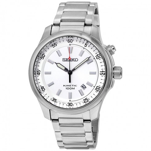 Seiko Kinetic Silver Dial Stainless Steel Men's Watch SKA683 watches