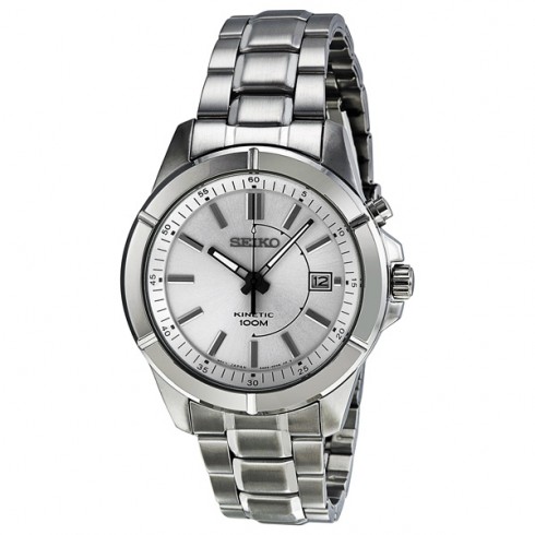 Seiko Kinetic Silver Dial Stainless Steel Men's Watch SKA535 watches