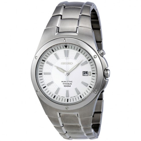 Seiko Kinetic Silver Dial Titanium Men's Watch SKA393 watches