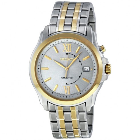 Seiko Kinetic Silver Dial Two-tone Men's Watch SKA472 watches