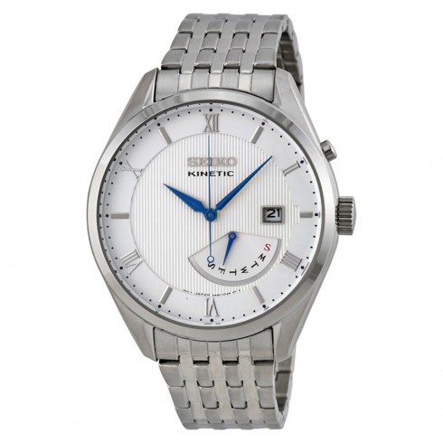 Seiko Kinetic White Dial Stainless Steel Men's Watch SRN055 watches