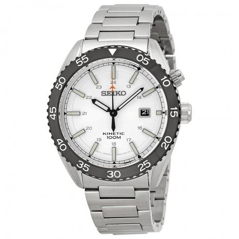 Seiko Kinetic White Dial Stainless Steel Men's Watch SKA615 watches