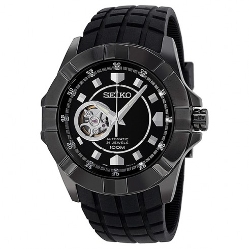 Seiko Lord Automatic Black Dial Black Polyurethane Men's Watch SSA079 watches