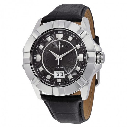 Seiko Lord Black Dial Black Leather Men's Watch SUR131 watches