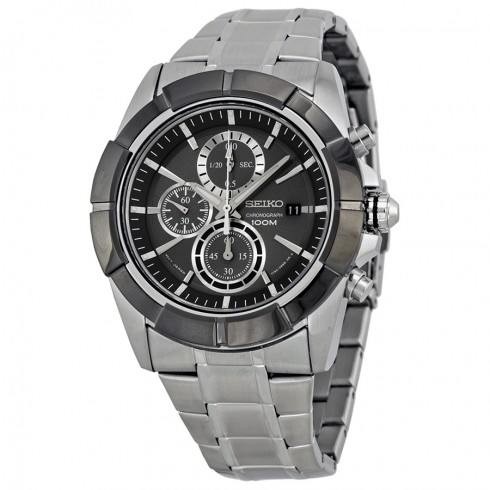 Seiko Lord Chronograph Black Dial Stainless Steel Men's Watch SNDE69 watches