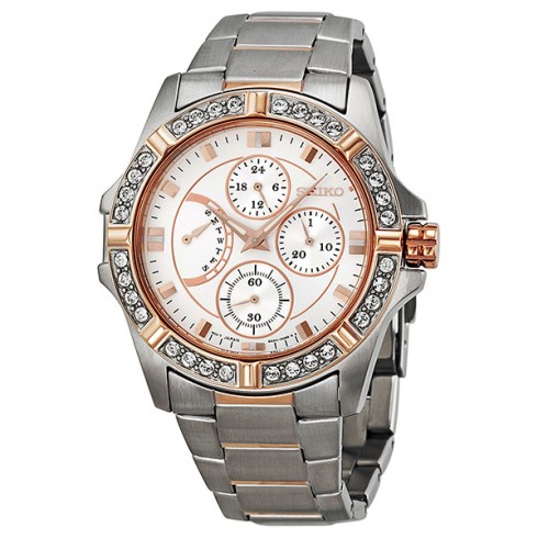 Seiko Lord Chronograph Swarovski Crystal Bezel Ladies Watch SRLZ96 watches
