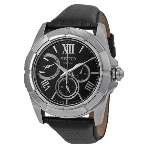 Seiko Lord Multi-Function Black Dial Black Leather Men's Watch SNT041 watches