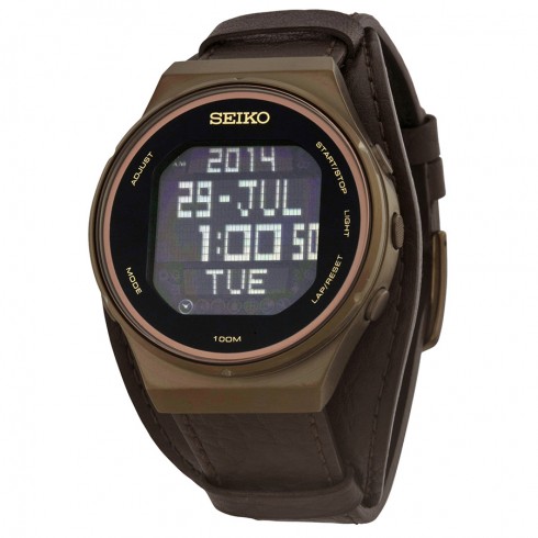Seiko Matrix Digital Display Brown Leather Men's Watch STP019 watches