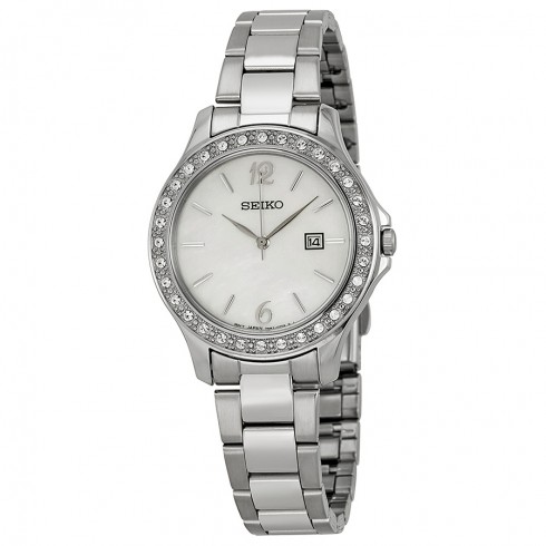 Seiko Mother of Pearl Dial Stainless Steel Ladies Watch SXDF77 watches