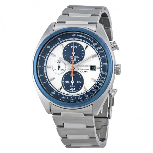 Seiko Neo Sport Chronograph Blue and White Dial Stainless Steel Men's Watch SNDF87P1 watches