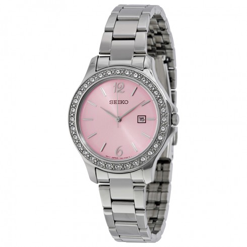Seiko Pink Dial Stainless Steel Ladies Watch SXDF75 watches