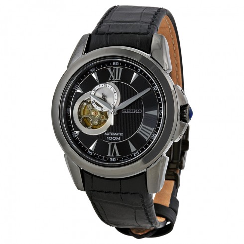 Seiko Premier Automatic Black Dial Black Leather Men's Watch SSA243 watches