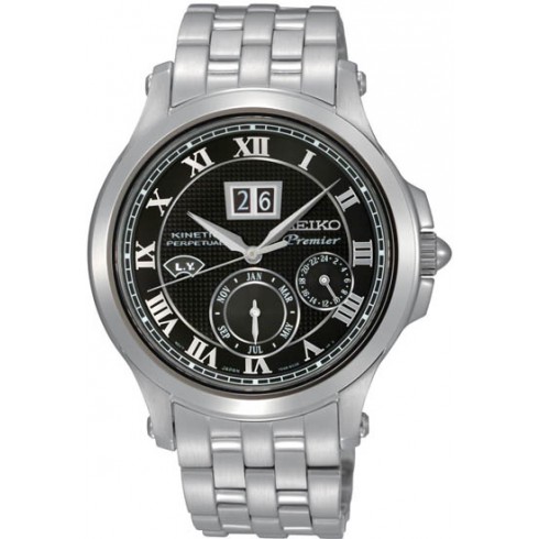 Seiko Premier Kinetic Black Dial Stainless Steel Men's Watch SNP041 watches