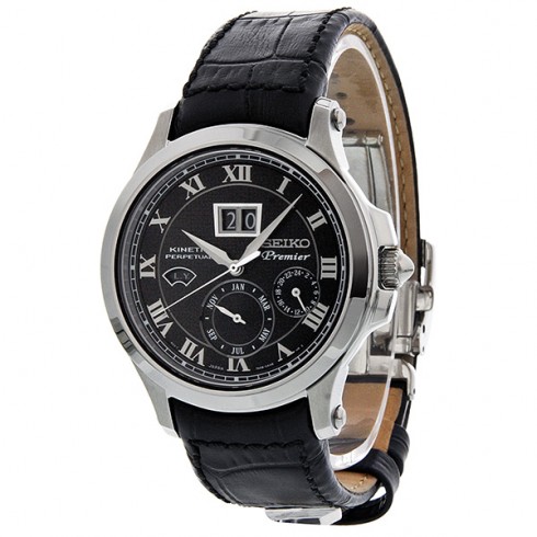 Seiko Premier Kinetic Perpetual Automatic GMT Black Dial Men's Watch SNP041P2 watches