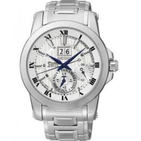 Seiko Premier Kinetic Perpetual Silver Dial Stainless Steel Men's Watch SNP091 watches