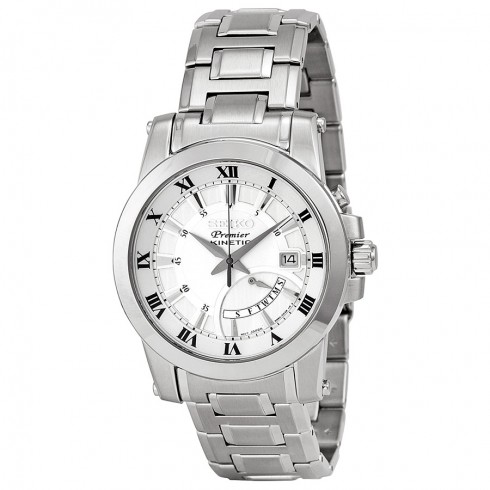 Seiko Premier Kinetic Silver Dial Stainless Steel Men's Watch SRN037 watches