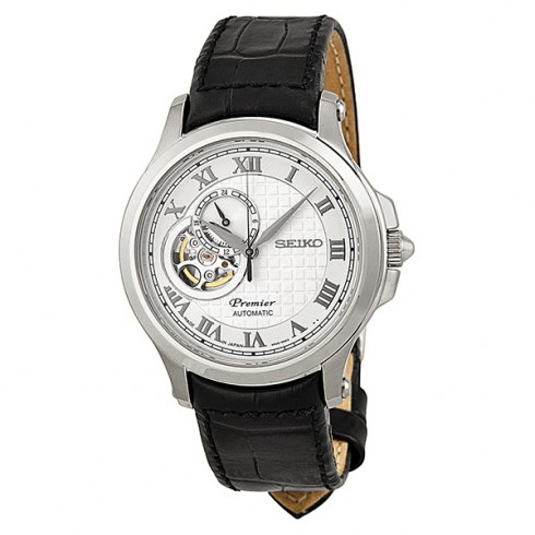 Seiko Premier White Dial Black Leather Men's Watch SSA027 watches