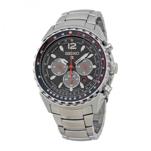 Seiko Prospex Aviation Solar Chronograph Black Dial Men's Watch SSC261 watches