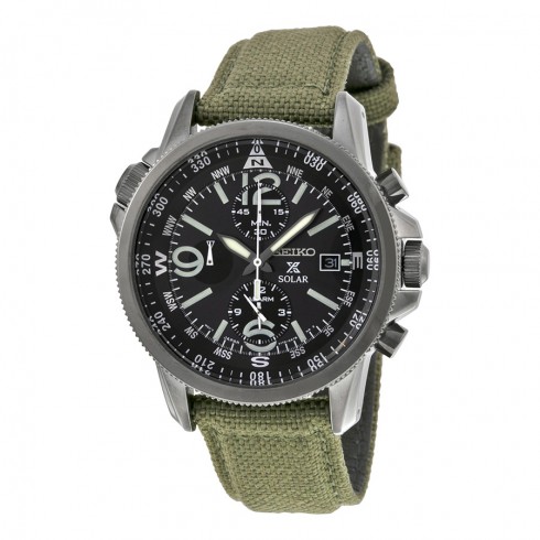 Seiko Prospex Men's Green Nylon Strap Chronograph Men's Watch SSC295 watches