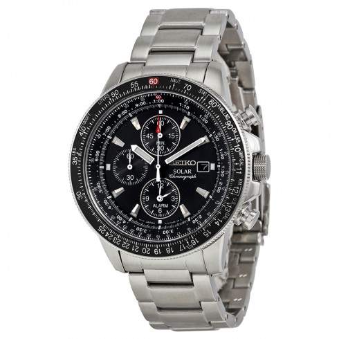 Seiko Prospex Solar Black Dial Alarm Chronograph Men's Watch SSC009 watches