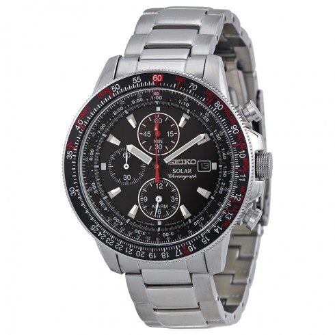 Seiko Prospex Solar Black Dial Chronograph Stainless Steel Men's Watch SSC007 watches