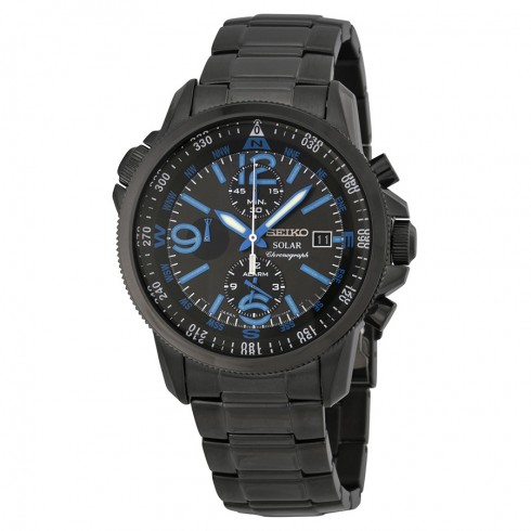 Seiko Prospex Solar Chronograph Compass Black Dial Men's Watch SSC079 watches