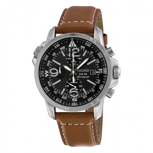 Seiko Prospex Solar Chronograph Compass Black Dial Men's Watch SSC081 watches