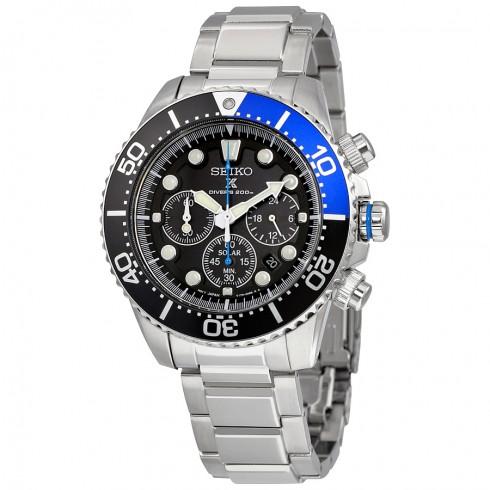 Seiko Prospex Solar Divers Black Dial Stainless Steel Men's Watch SSC017 watches