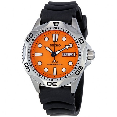 Seiko Prospex Solar Quartz Dive Orange Dial Men's Watch SNE109 watches