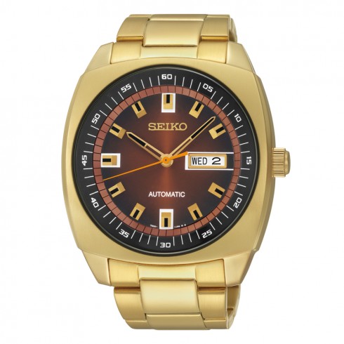 Seiko Recraft Brown Dial Gold-Tone Stainless Steel Automatic Men's Watch SNKM98 watches